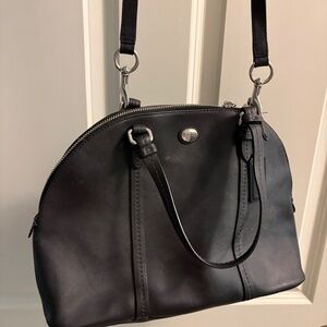 Coach Black Leather Cora Domed Satchel-#F25671